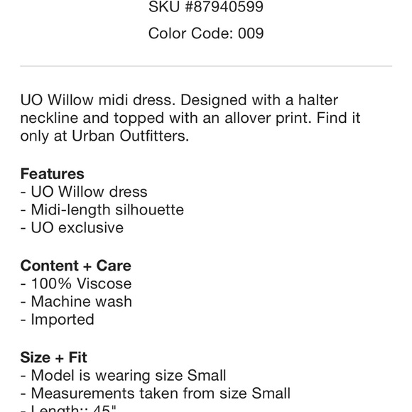 Urban Outfitters Willow Halter Midi floral dress size medium. - Picture 5 of 5